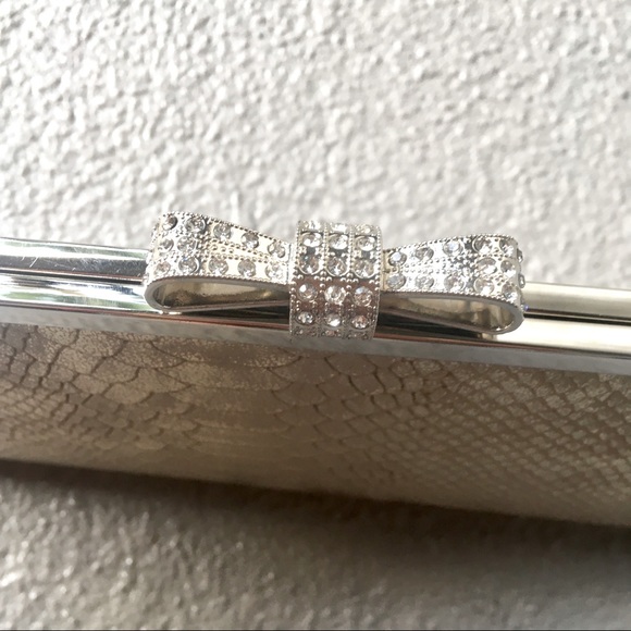 INC Metallic snakeskin embossed clutch - Picture 2 of 8